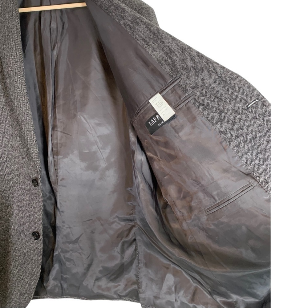 Ralph Lauren Black Label Soft Tailored Slim Fit Wool Blazer Size 48R Grey - Picture 9 of 11